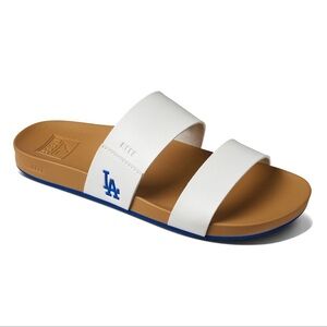 Reef x MLB Dodgers 💙 Cushion Comfort Slide Sandals with LA Logo NEW Sz 8